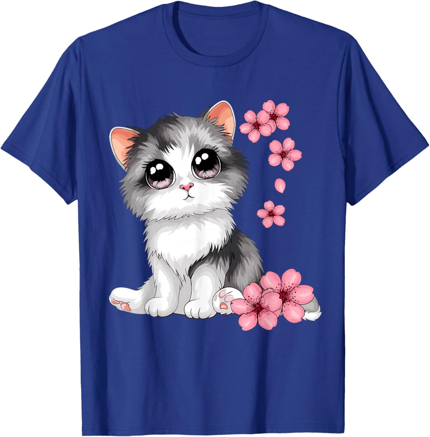 Cute Cat With Cherry Blossoms Cat T-Shirt - T-Shirt | Royal