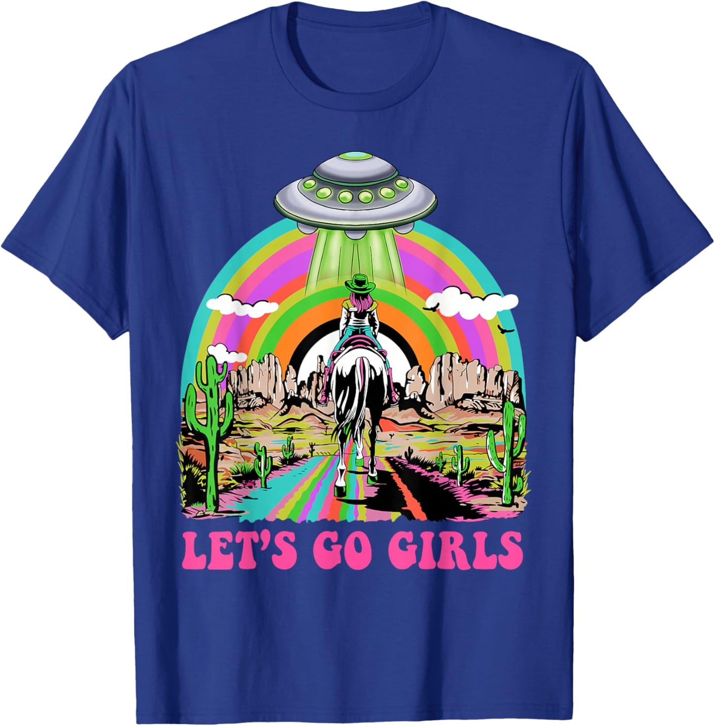 Let's Go Girls Retro Space Desert Cowgirl Bachelorette Party T-Shirt - T-Shirt | Royal