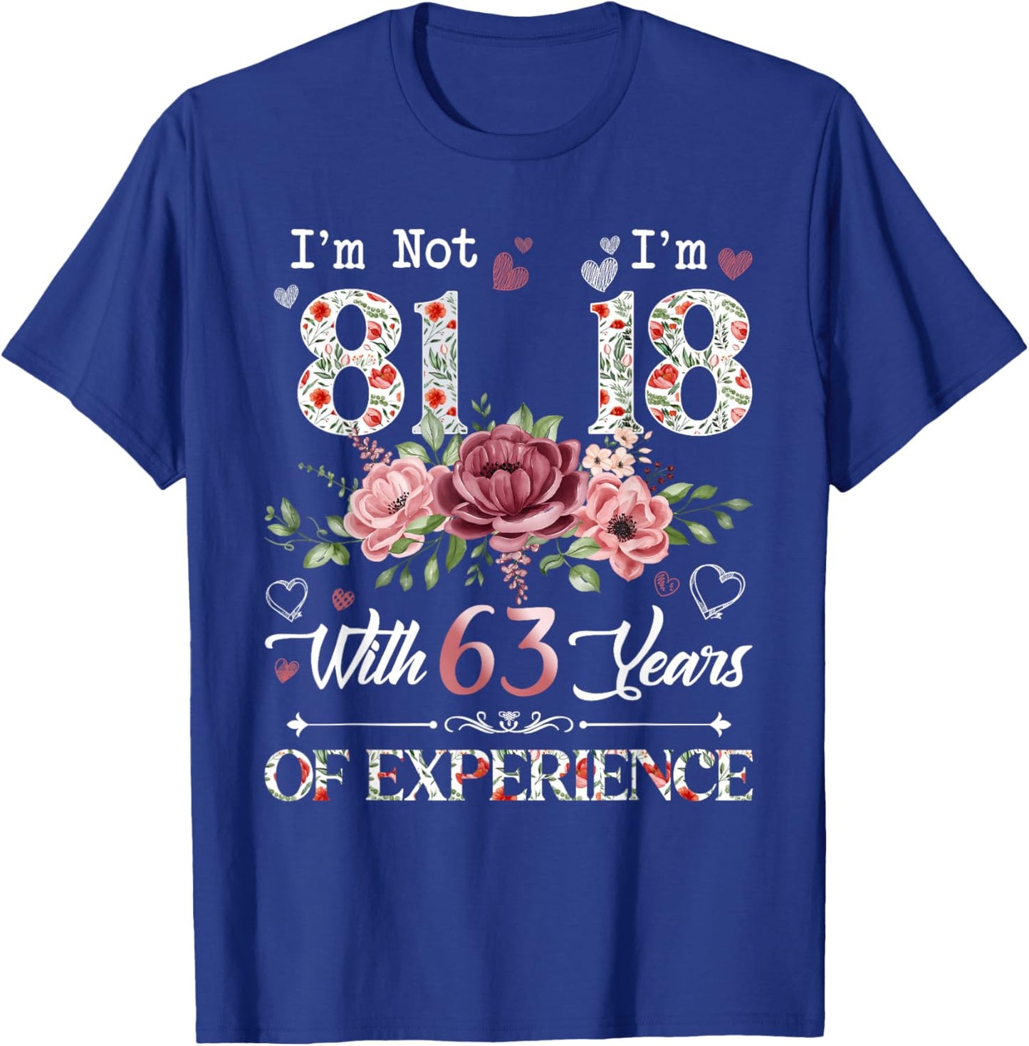 I'm Not 81 I'm 18 With 63 Years of Experience 81st Birthday T-Shirt - T-Shirt | Royal