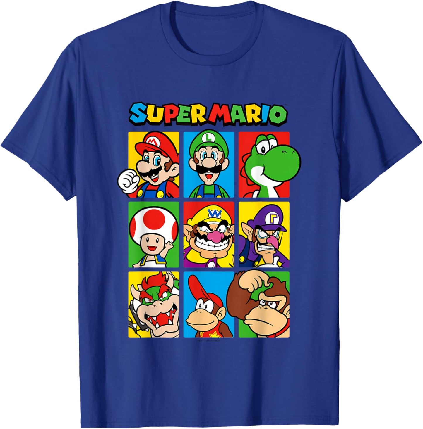 Super Mario Classic Big Character Box Up Portraits T-Shirt - T-Shirt | Royal