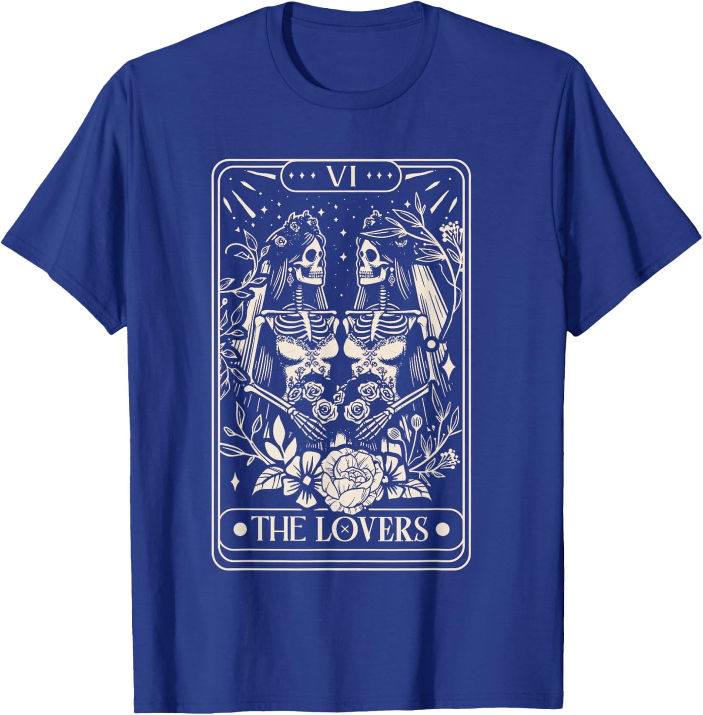 Tarot Card The Lovers Rainbow Kissing Lesbian Skeletons T-Shirt - T-Shirt | Royal