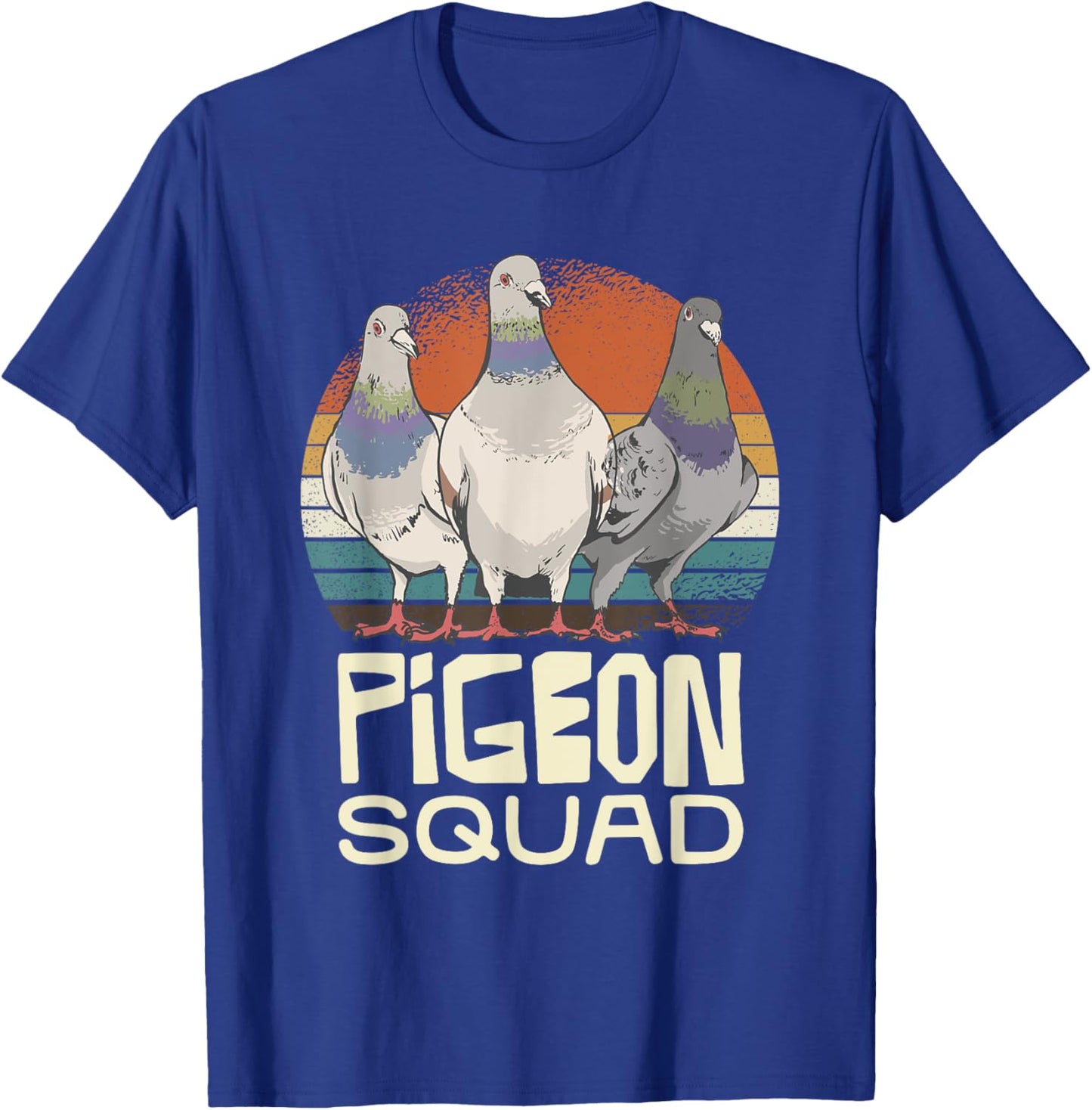 Pigeon Squad Retro Birds Unite Vibes T-Shirt - T-Shirt | Royal