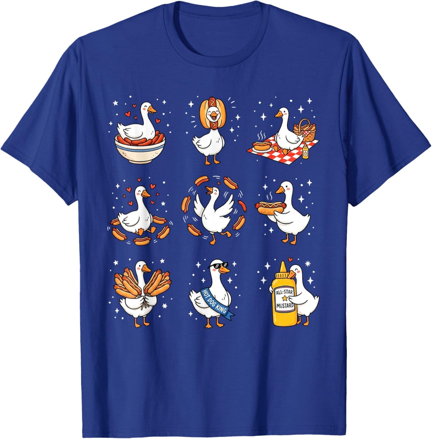 Funny Silly Goose Foodie Hotdog Lover BBQ American Food T-Shirt - T-Shirt | Royal