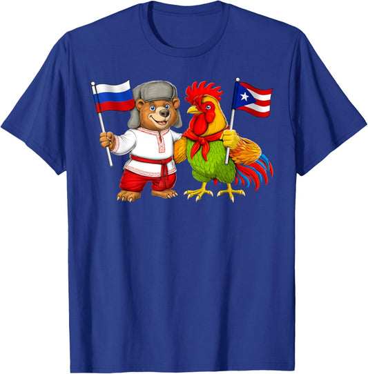 Proud Puerto Rican Russian Roots Russia Puerto Rico Flag T-Shirt - T-Shirt | Royal