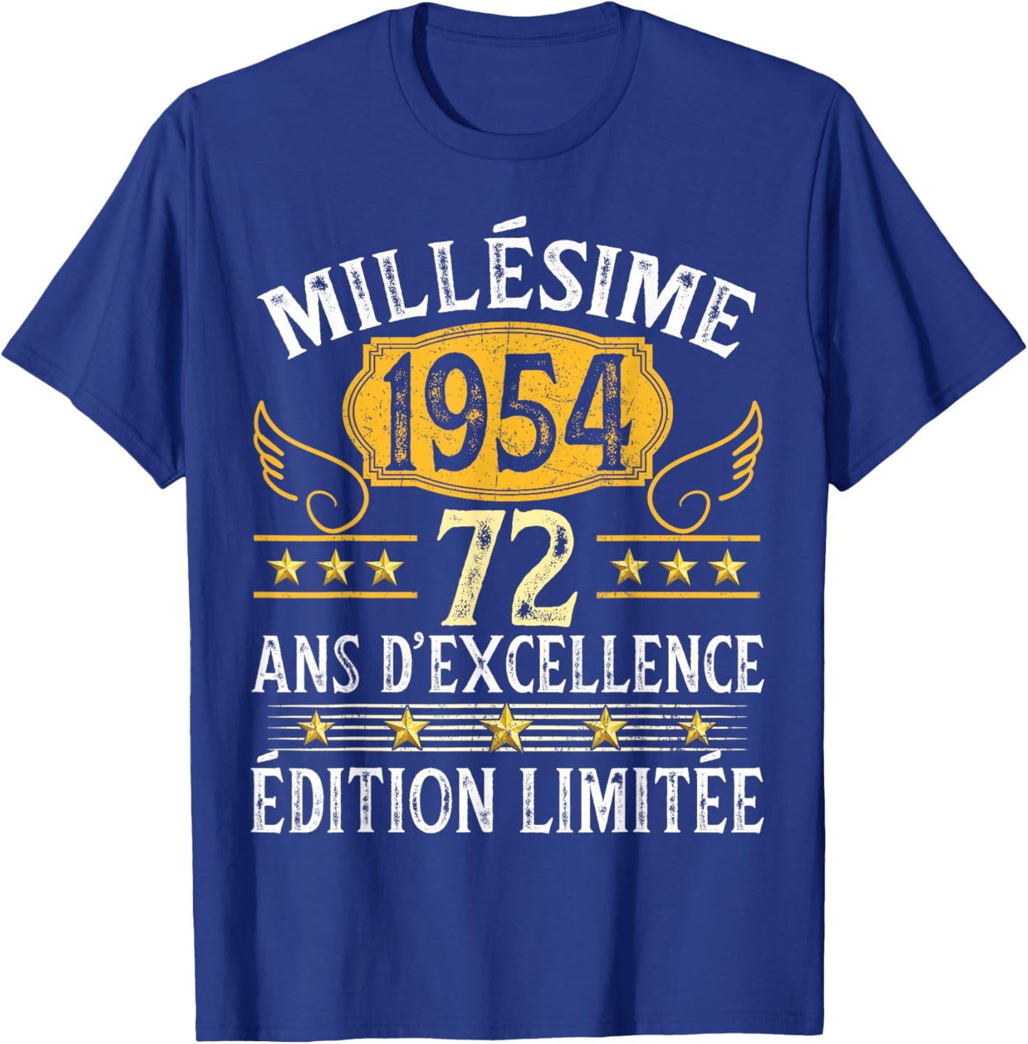Vintage 1954 72 Years Birthday Man Woman Vintage 1954 T-Shirt - T-Shirt | Royal