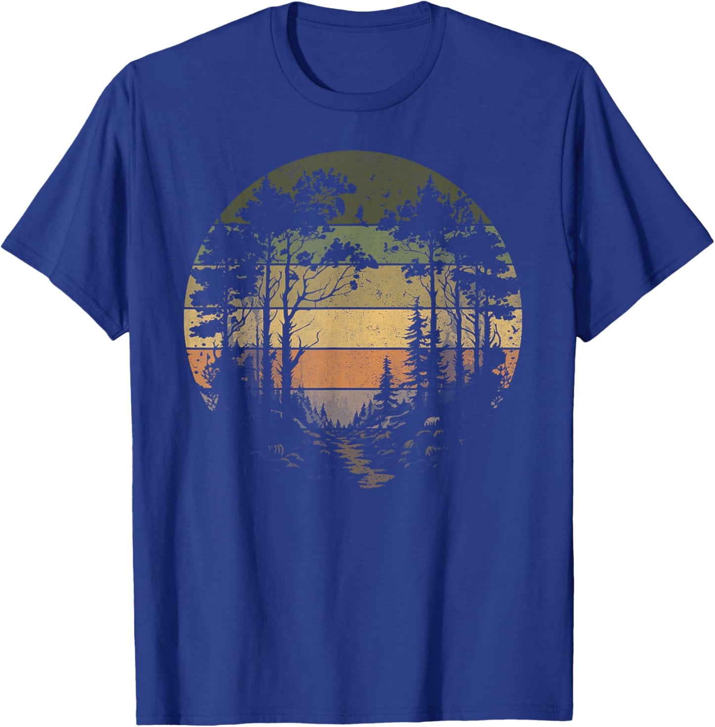 Trees Wildlife Nature Vintage Retro Forest Man Woman Girl T-Shirt - T-Shirt | Royal