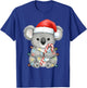 Koala Christmas Lights Santa Hat Snow Holiday Animal Love T-Shirt - T-Shirt | Royal