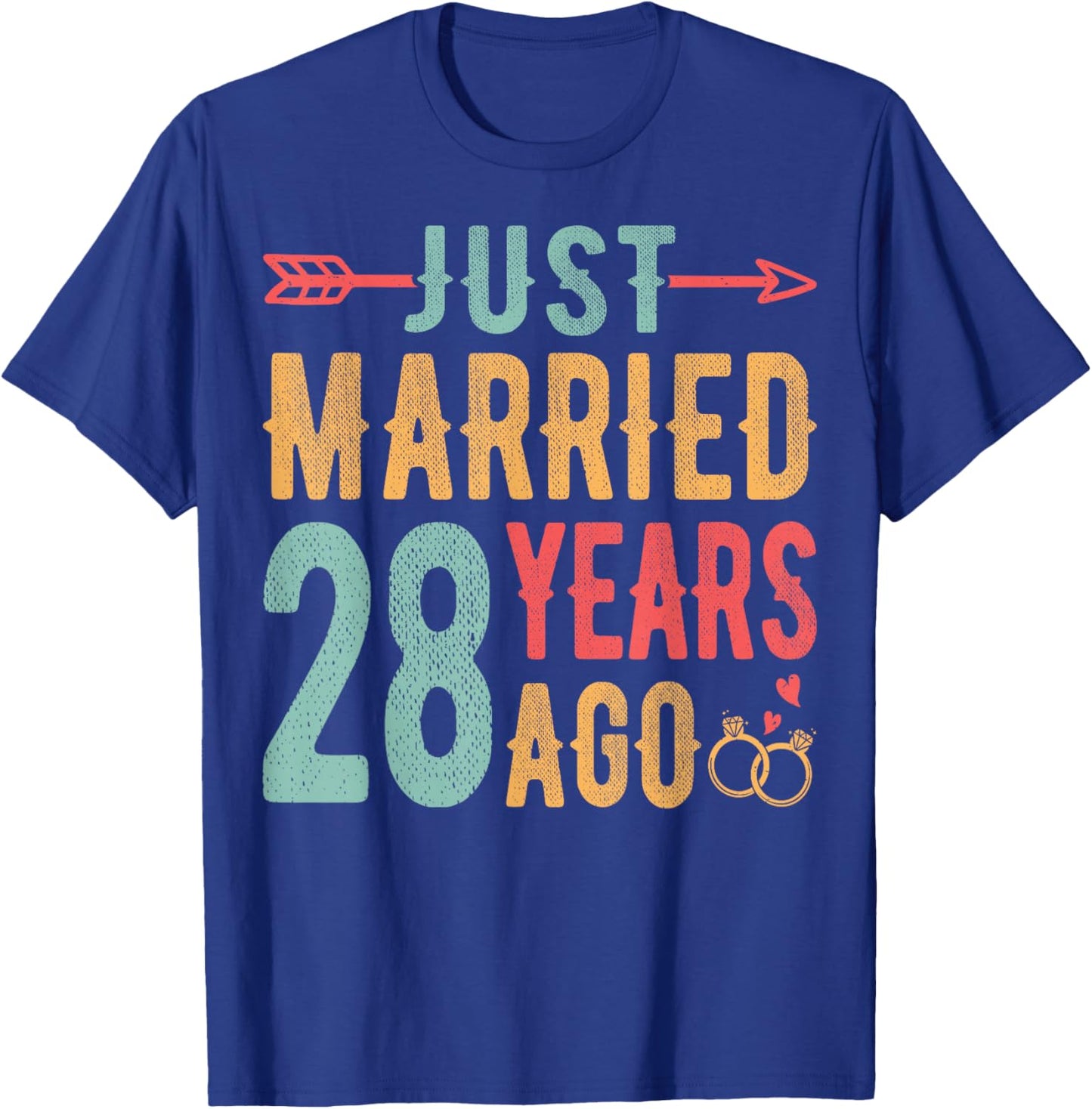 Just Married 28 Years Ago - 28th Wedding Anniversary Couple T-Shirt - T-Shirt | Royal