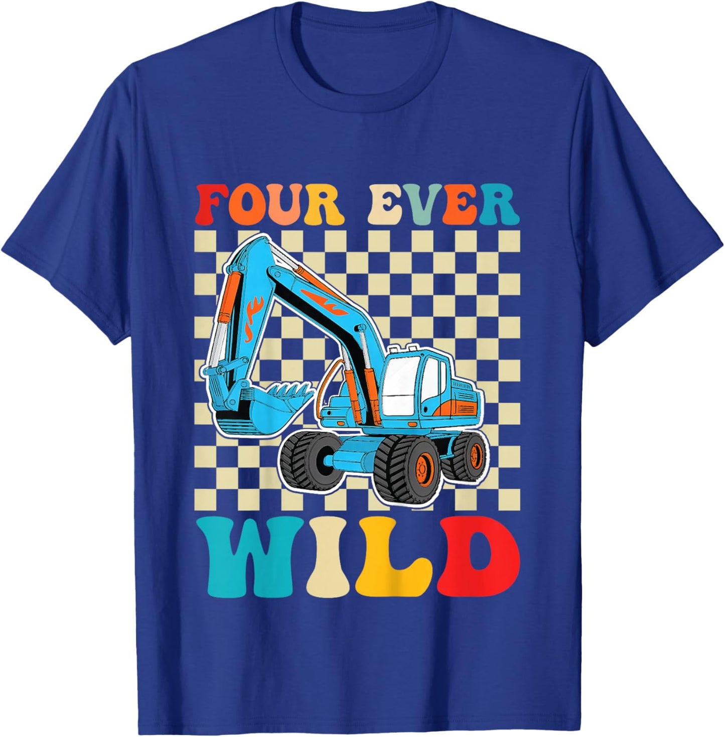 Four 4yr 4th Birthday Construction Boy 4 Years Old Boys T-Shirt - T-Shirt | Royal