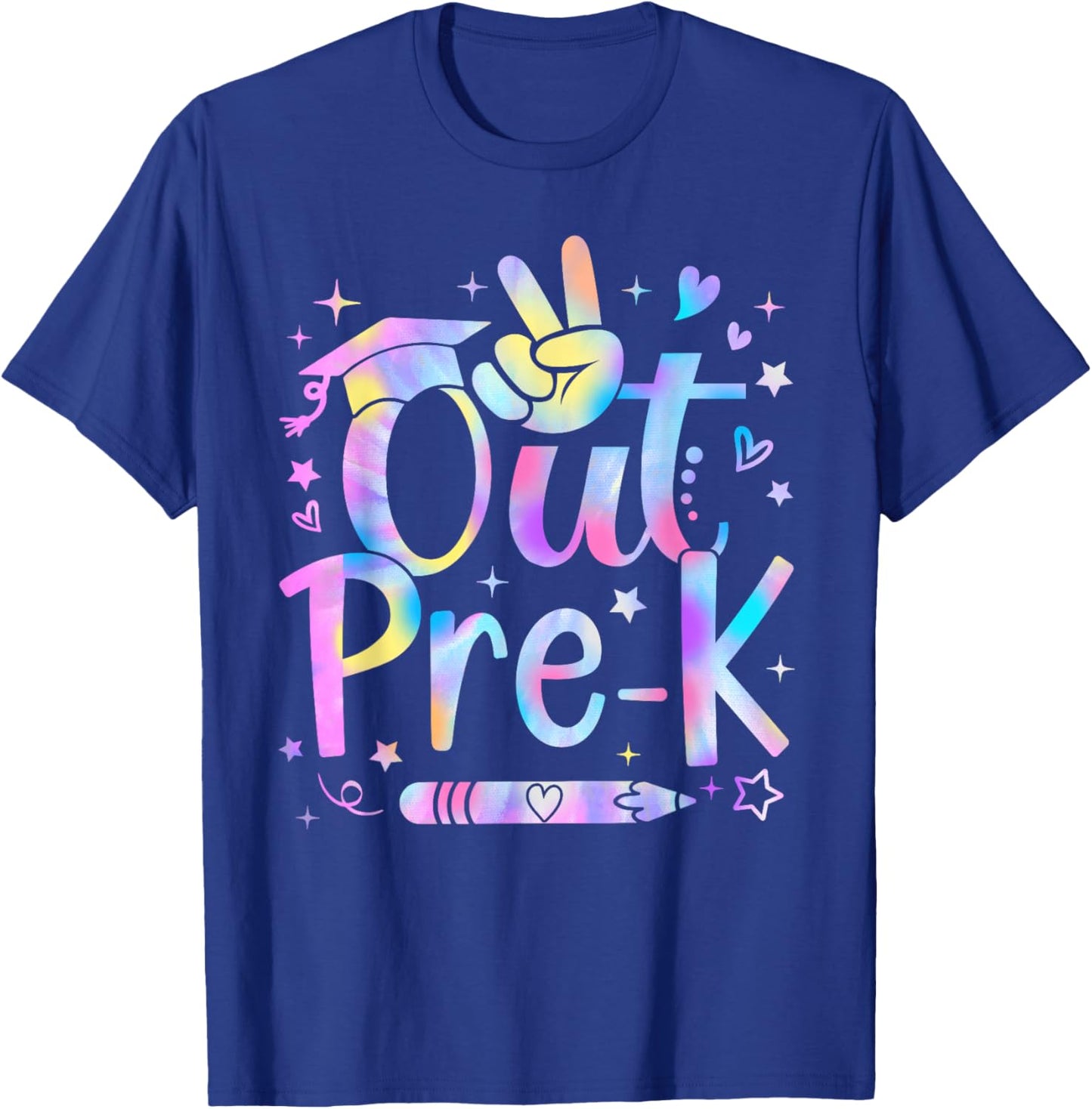 Peace Out Pre-K Cute Tie Dye Last Day Of School Boy Girl T-Shirt - T-Shirt | Royal