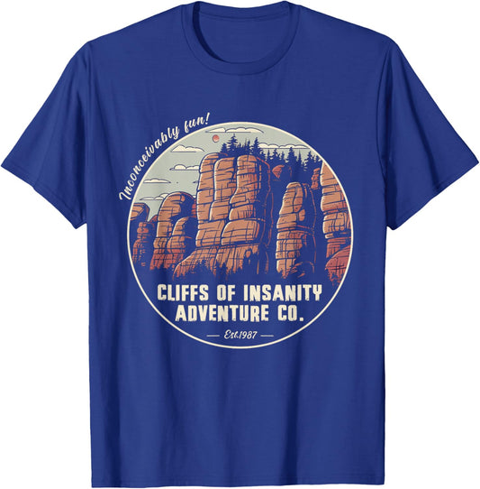Volimty Shop Cliffs Of Vintage Movies Mountains Funny Costume Insanitys , Small, Black T-Shirt - T-Shirt | Royal
