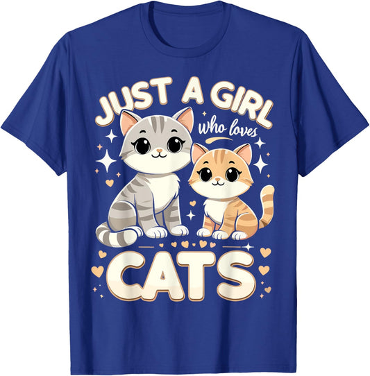Cute Cat Just A Girl Who Loves Cats T-Shirt - T-Shirt | Royal