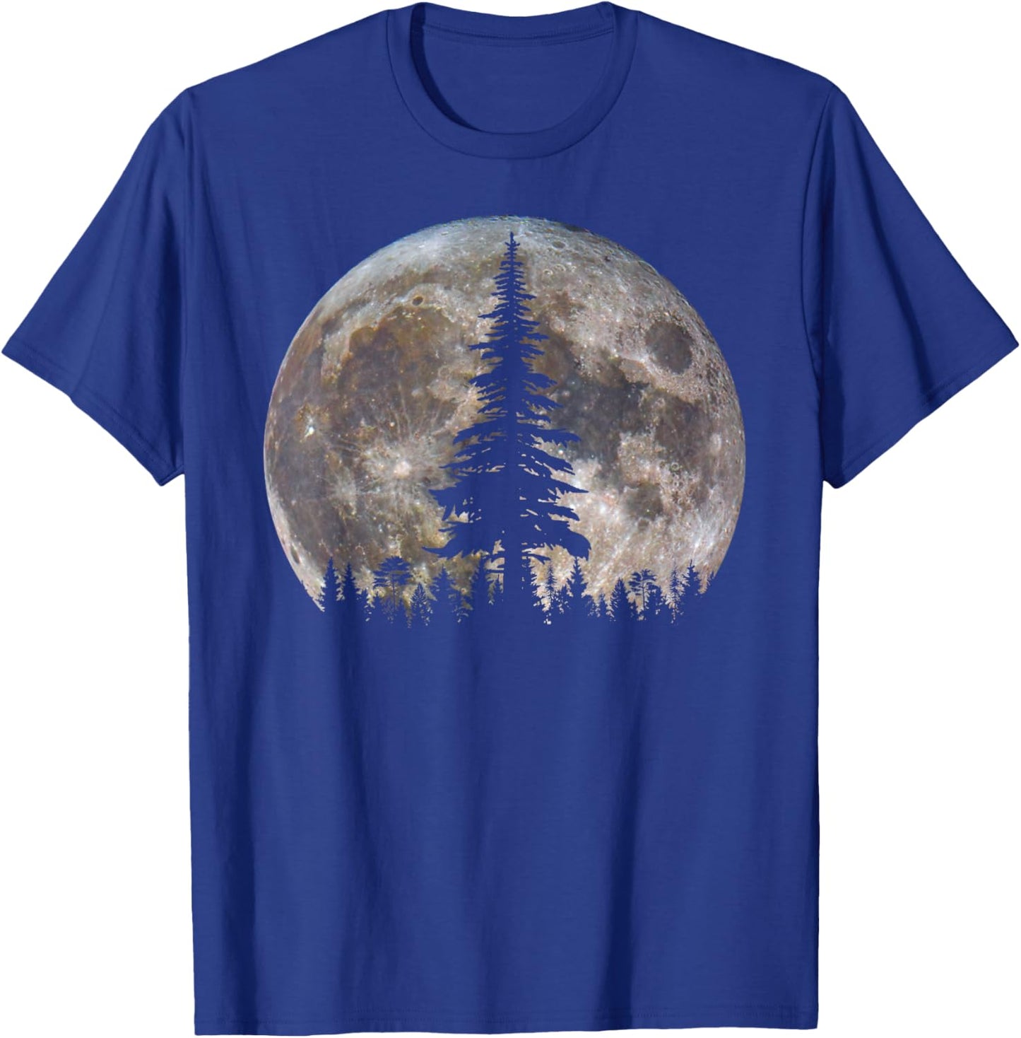 Retro Full Moon Minimalist Pine Tree Vintage Wildlife Trees T-Shirt - T-Shirt | Royal