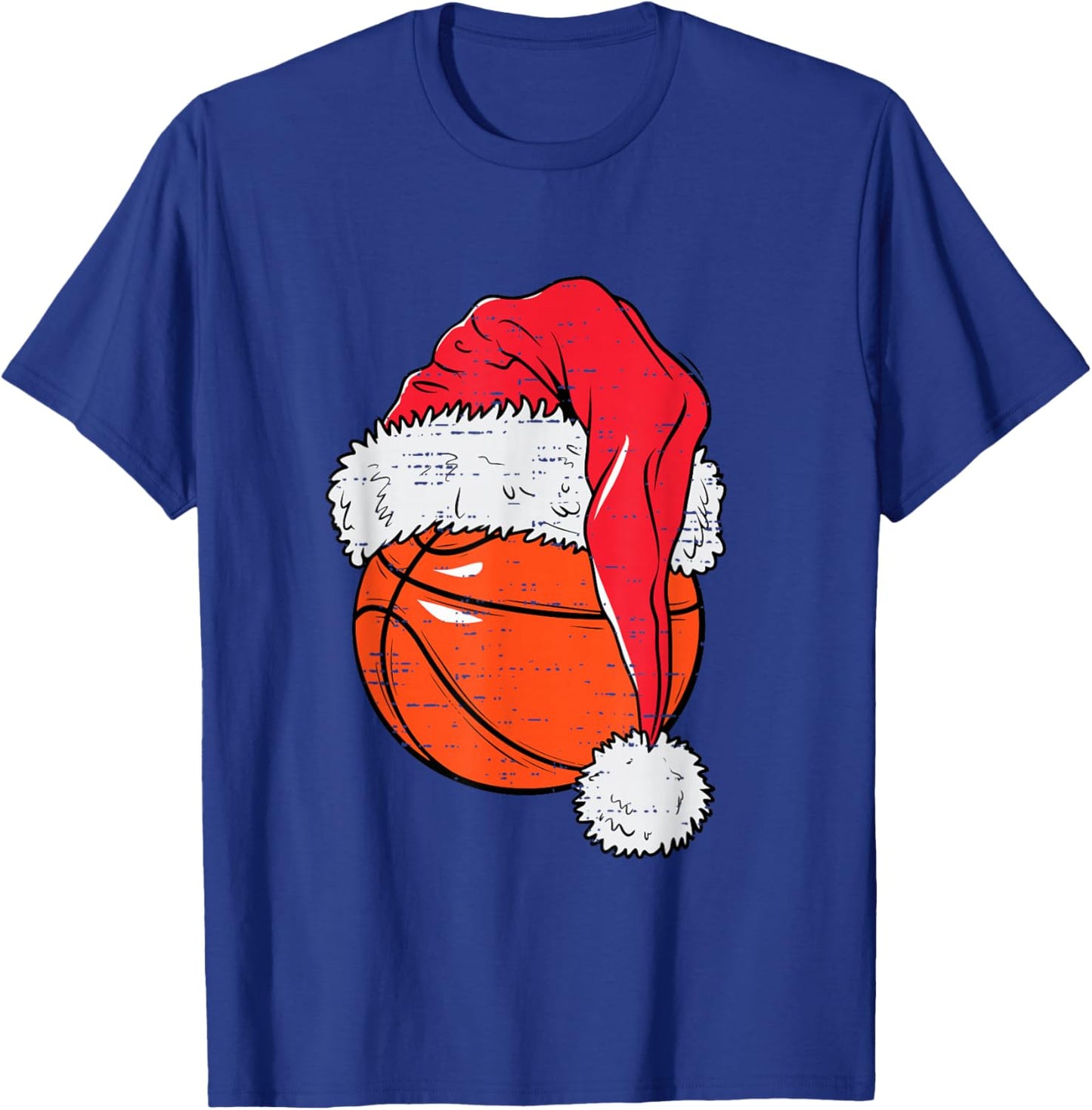Funny Basketball Ball Santa Hat Christmas Xmas Men Boys Kids T-Shirt - T-Shirt | Royal