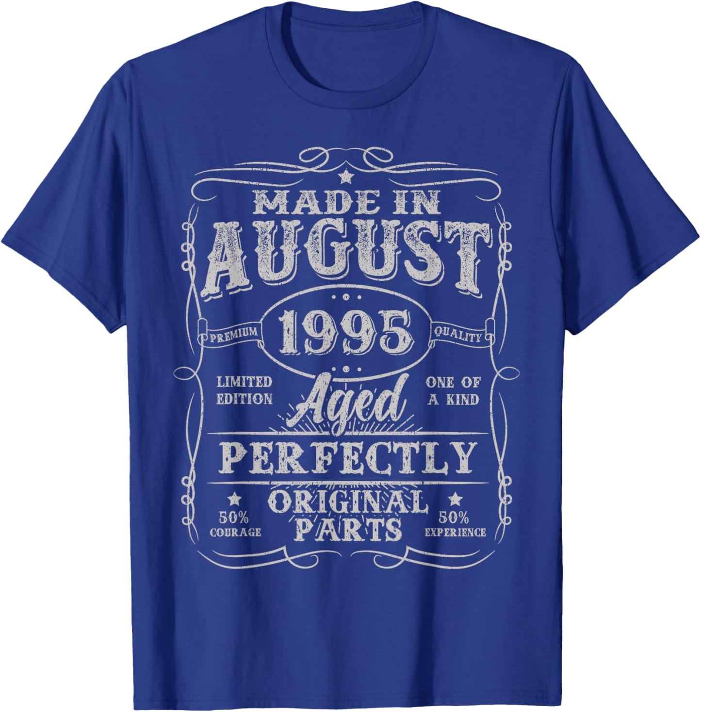 30 Years Old Made In August 1995 Vintage 30th Birthday Men T-Shirt - T-Shirt | Royal