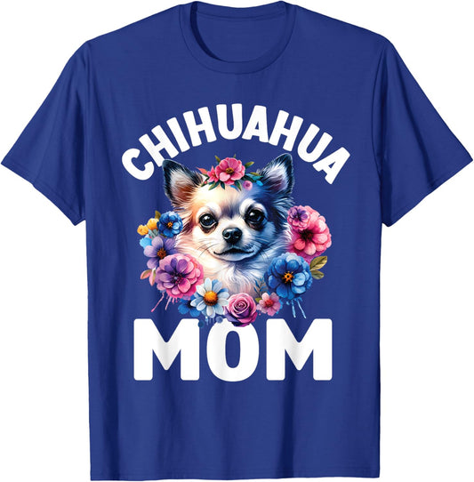 Watercolor Floral Chihuahua Mama Dog Lovers Mother's Day Women Kids T-Shirt - T-Shirt | Royal
