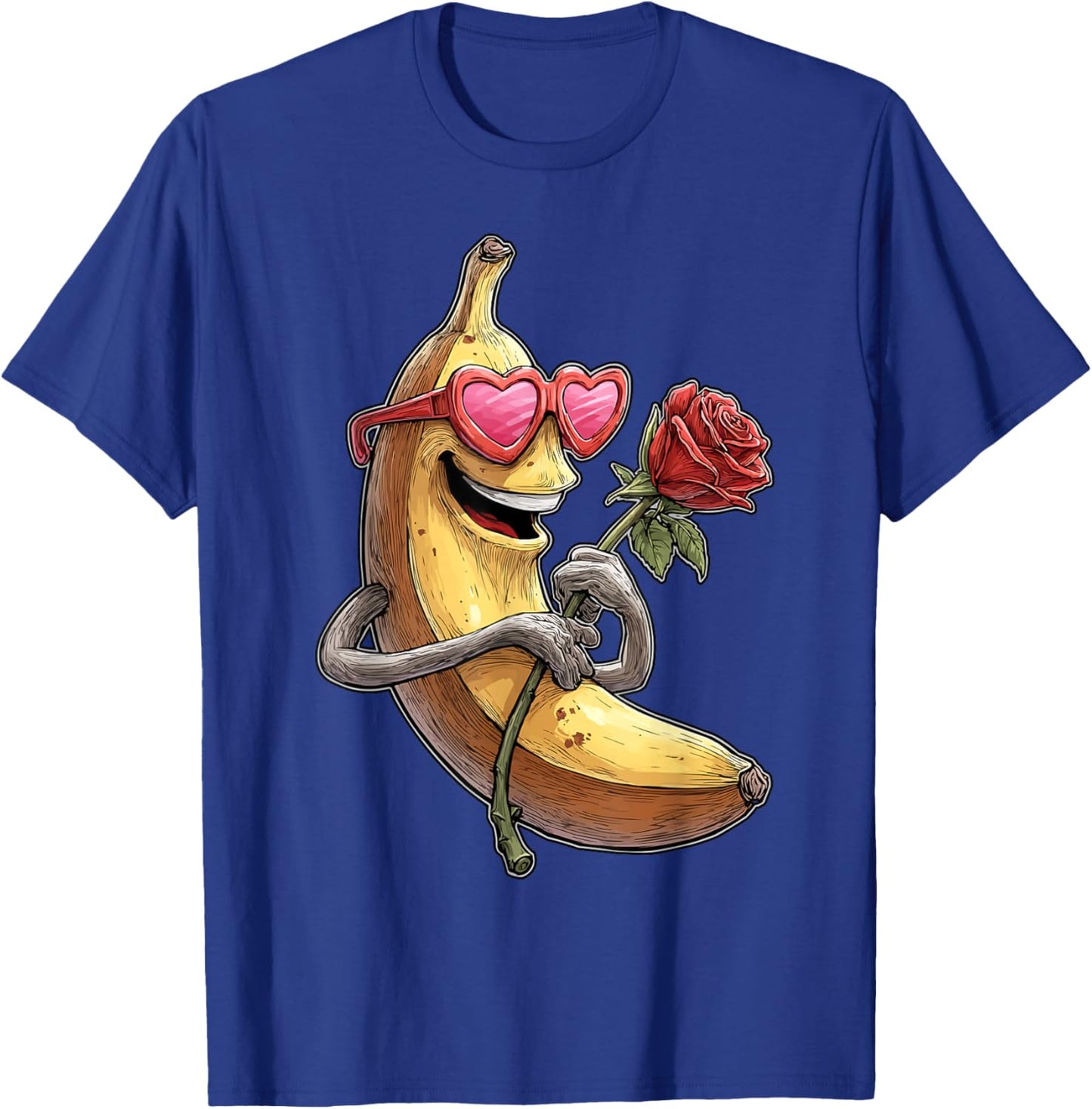 Cute Banana with Glasses Heart Pink Kawaii Valentine's Day T-Shirt - T-Shirt | Royal