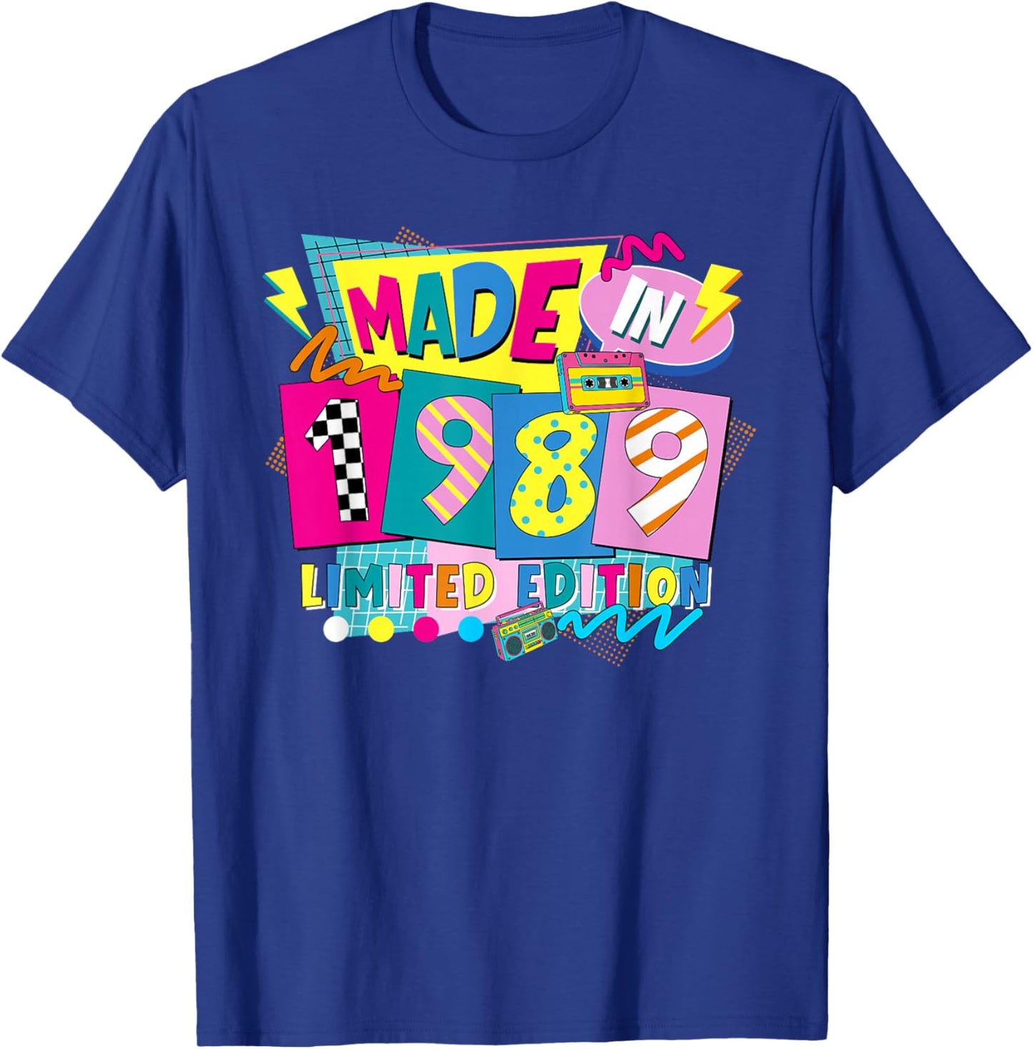Retro Funny Made in 1989 Limited Edition 37th Birthday Party T-Shirt - T-Shirt | Royal