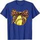 Girls Softball Leopard Animal Print Bow Ribbon Mom Daughter T-Shirt - T-Shirt | Royal