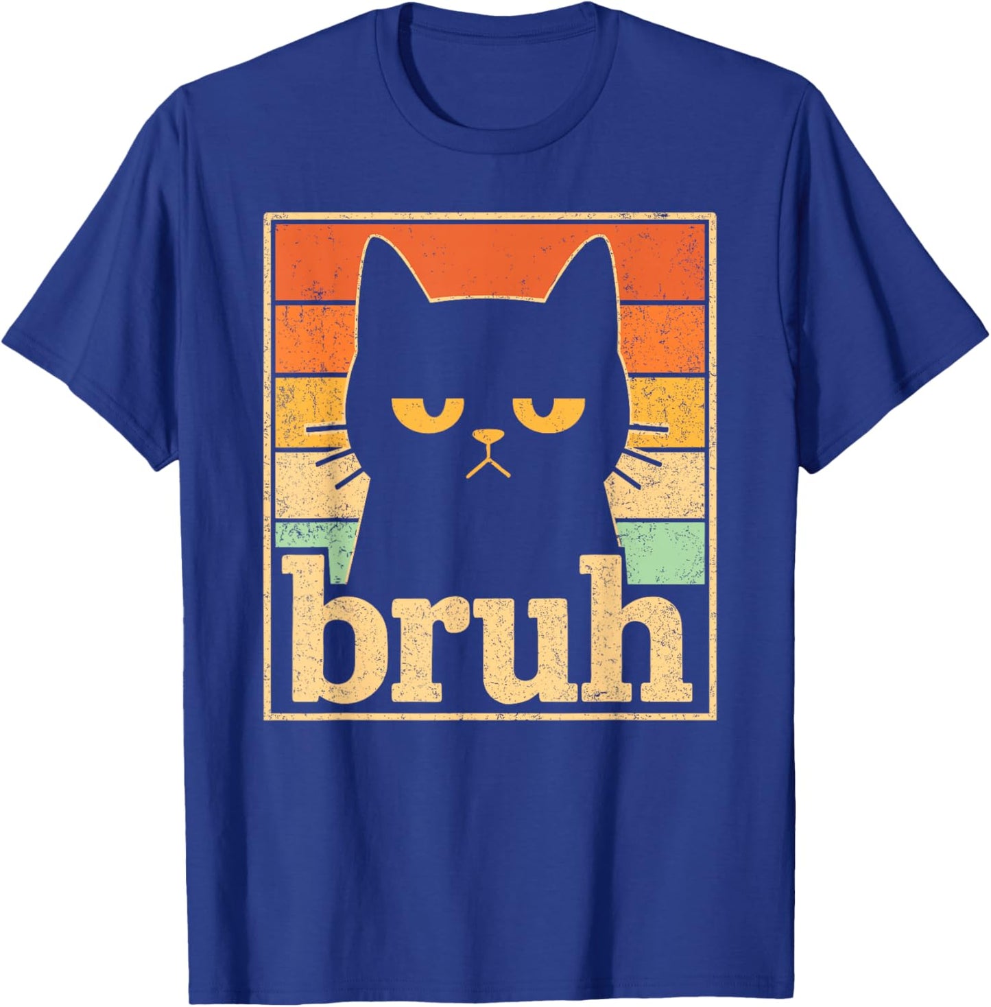 Bruh Cat Meme Graphic – Funny Cat Retro Meme for Teens T-Shirt - T-Shirt | Royal