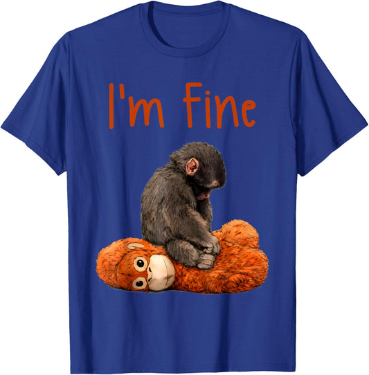 I’m Fine Cute Baby Monkey Punch Men Women Kids T-Shirt - T-Shirt | Royal