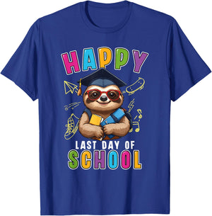 Happy Last Day Of School Sloth Teacher Kids Graduation T-Shirt - T-Shirt | Royal