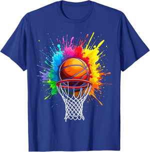 Basketball Hoop Color Art T-Shirt - T-Shirt | Royal