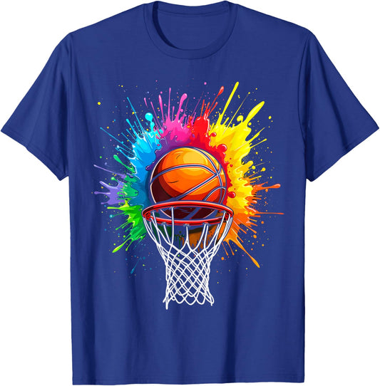 Basketball Hoop Color Art T-Shirt - T-Shirt | Royal