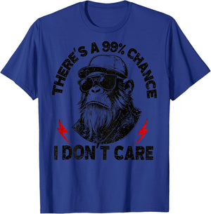 (ON Back) There's A 99% Chance I Don't Care Funny Monkey Men T-Shirt - T-Shirt | Royal