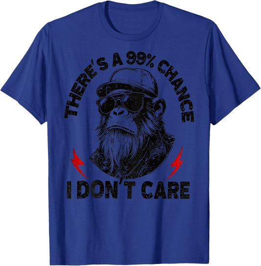 (ON Back) There's A 99% Chance I Don't Care Funny Monkey Men T-Shirt - T-Shirt | Royal