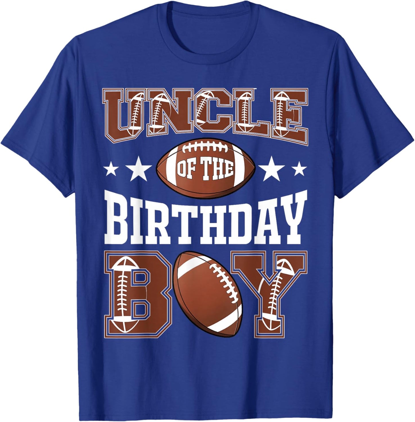 Uncle Of The Birthday Boy Football Game Day T-Shirt - T-Shirt | Royal