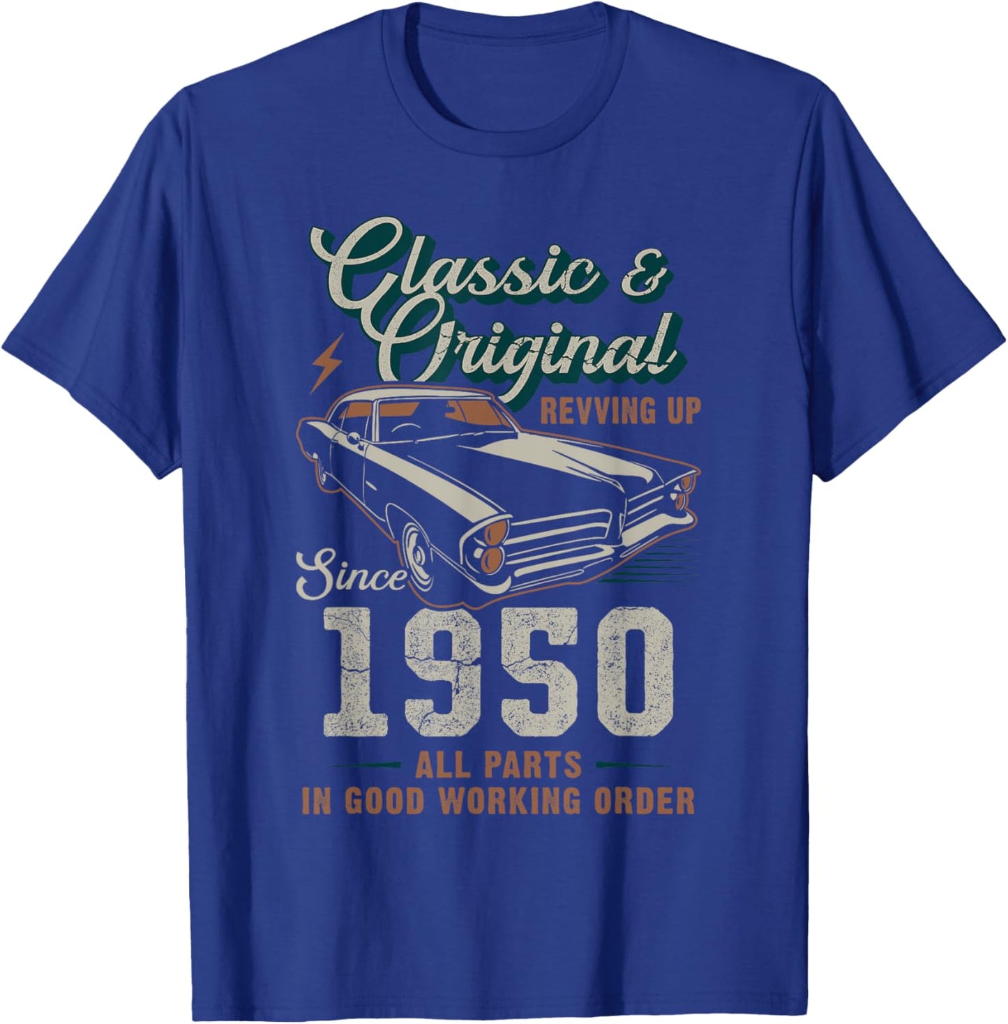 Born 1950 Vintage Classic Car 75th Birthday T-Shirt - T-Shirt | Royal