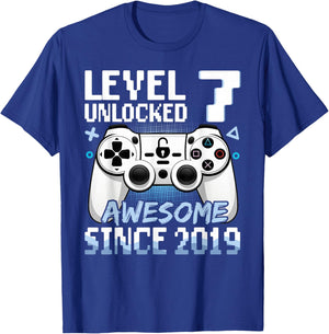 Level 7 Unlocked Awesome 2019 Videospiel 7. Geburtstag T-Shirt - T-Shirt | Royal