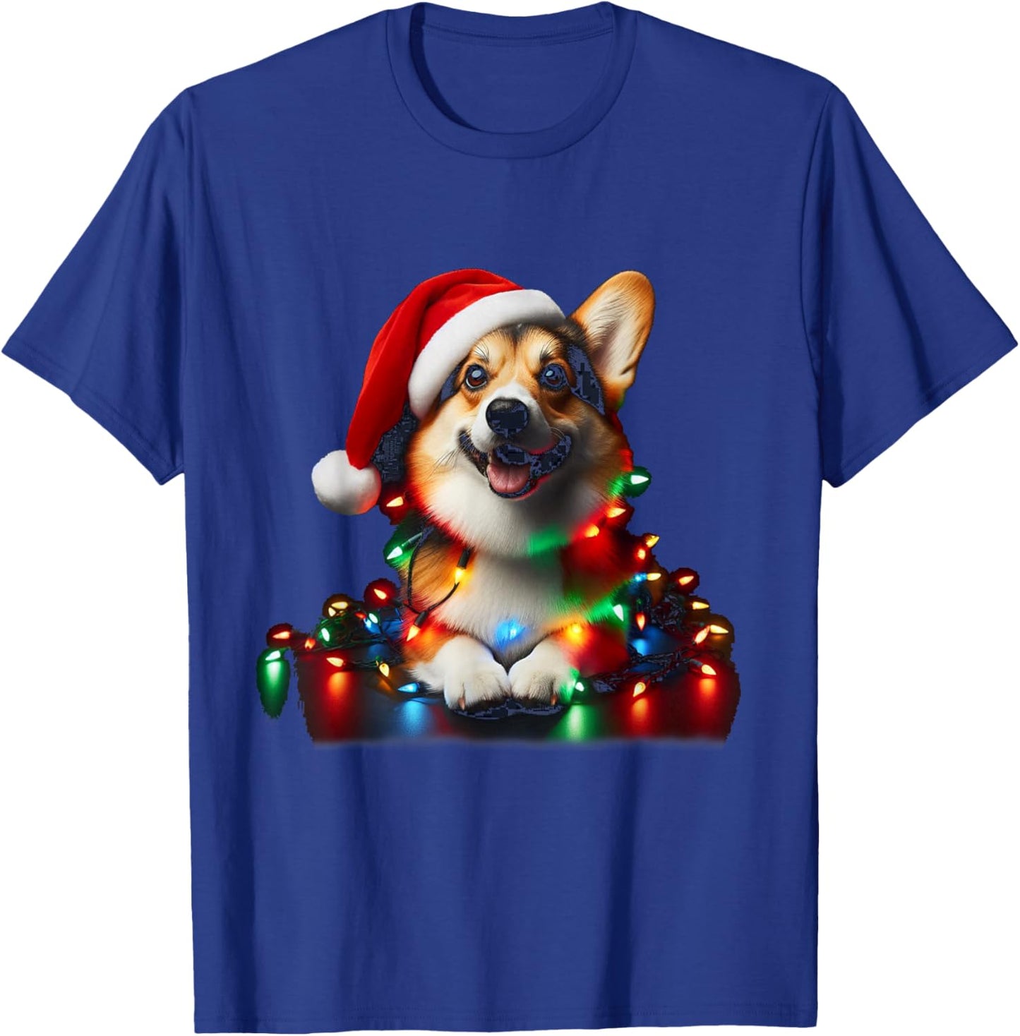 Corgi Santa Christmas Tree Lights Boys Men Corgmas Dog T-Shirt - T-Shirt | Royal