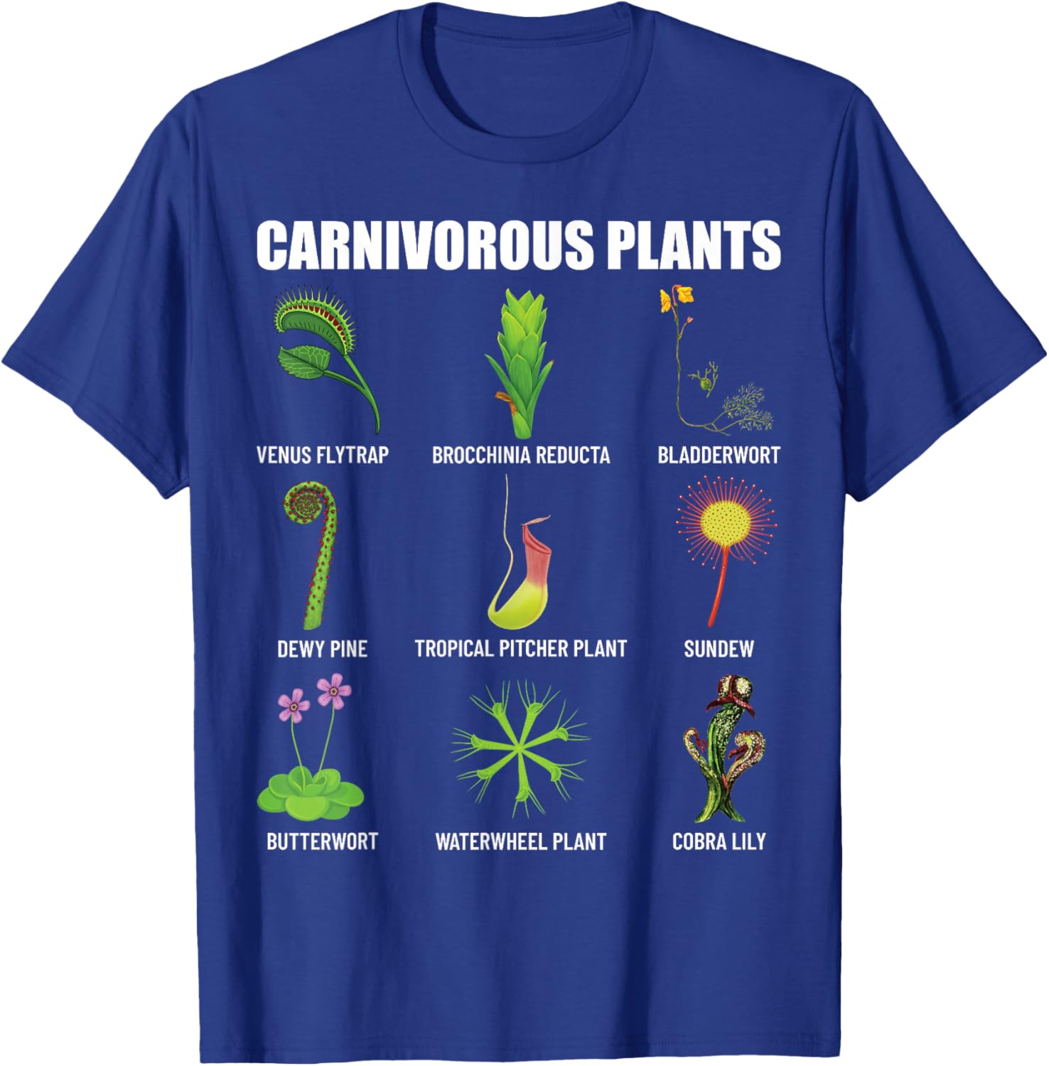 Carnivorous Plants Chart Venus Flytrap, Pitcher Plant T-Shirt - T-Shirt | Royal