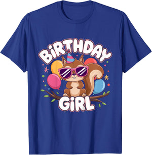 Kids Birthday Girl Squirrel Kids T-Shirt - T-Shirt | Royal