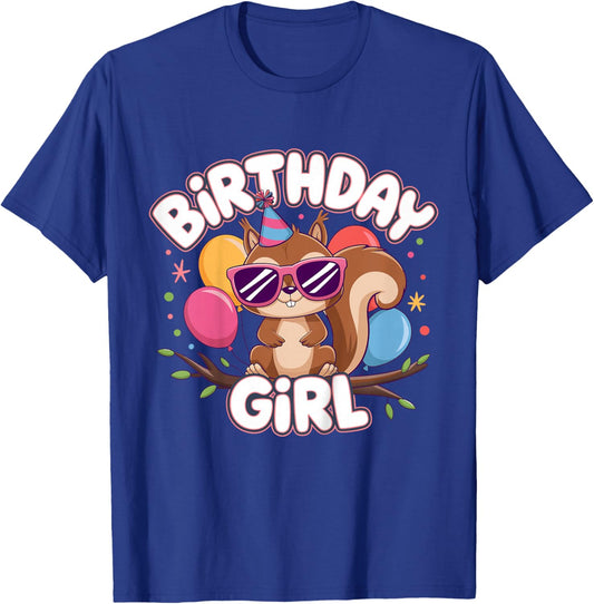 Kids Birthday Girl Squirrel Kids T-Shirt - T-Shirt | Royal