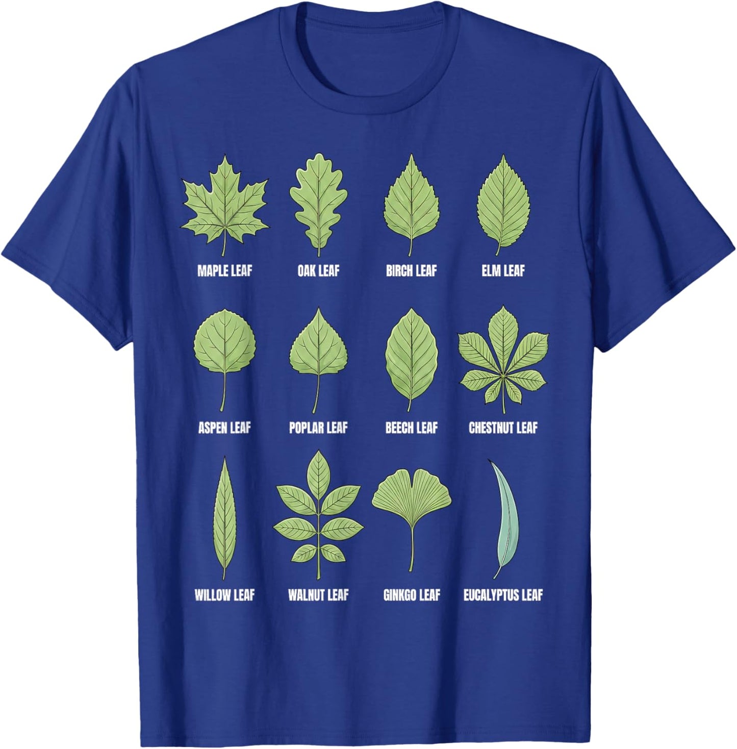Types of Tree Leaves Botanical Chart T-Shirt - T-Shirt | Royal