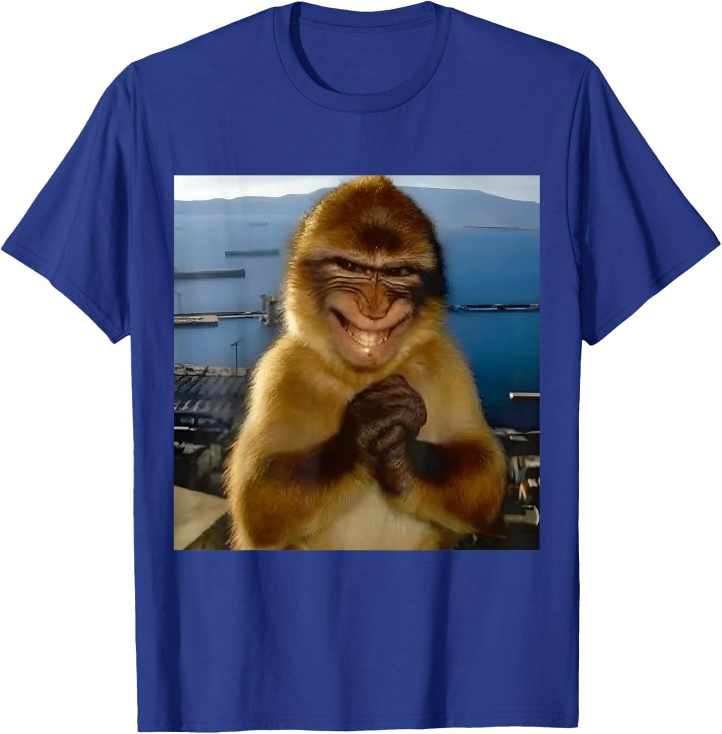 Thinking Monkey Meme Found an Evil Idea Smiling Funny Silly T-Shirt - T-Shirt | Royal