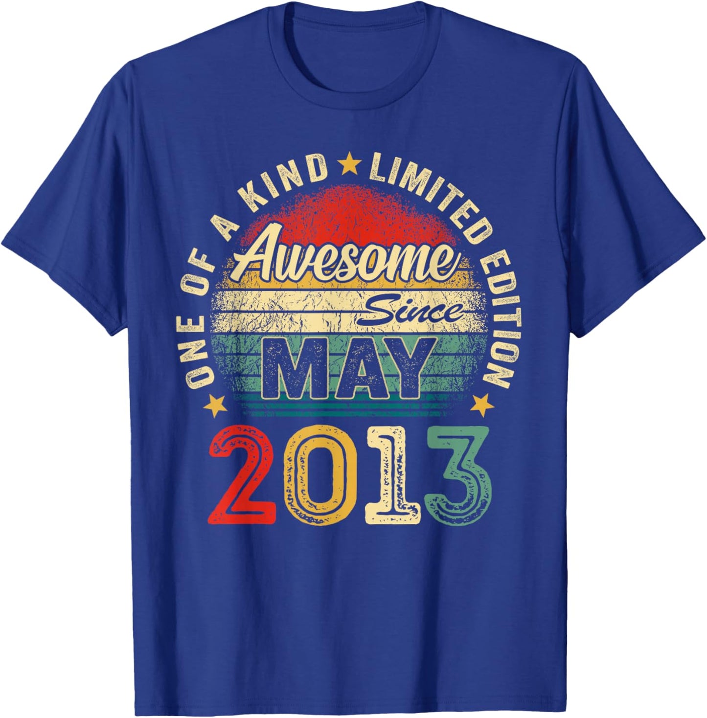 13 Years Old Awesome Since May 2013 13th Birthday Boys Girls T-Shirt - T-Shirt | Royal