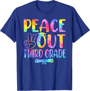 Peace Out Third Grade Tie Dye Graduation Last Day of School T-Shirt - T-Shirt | Royal