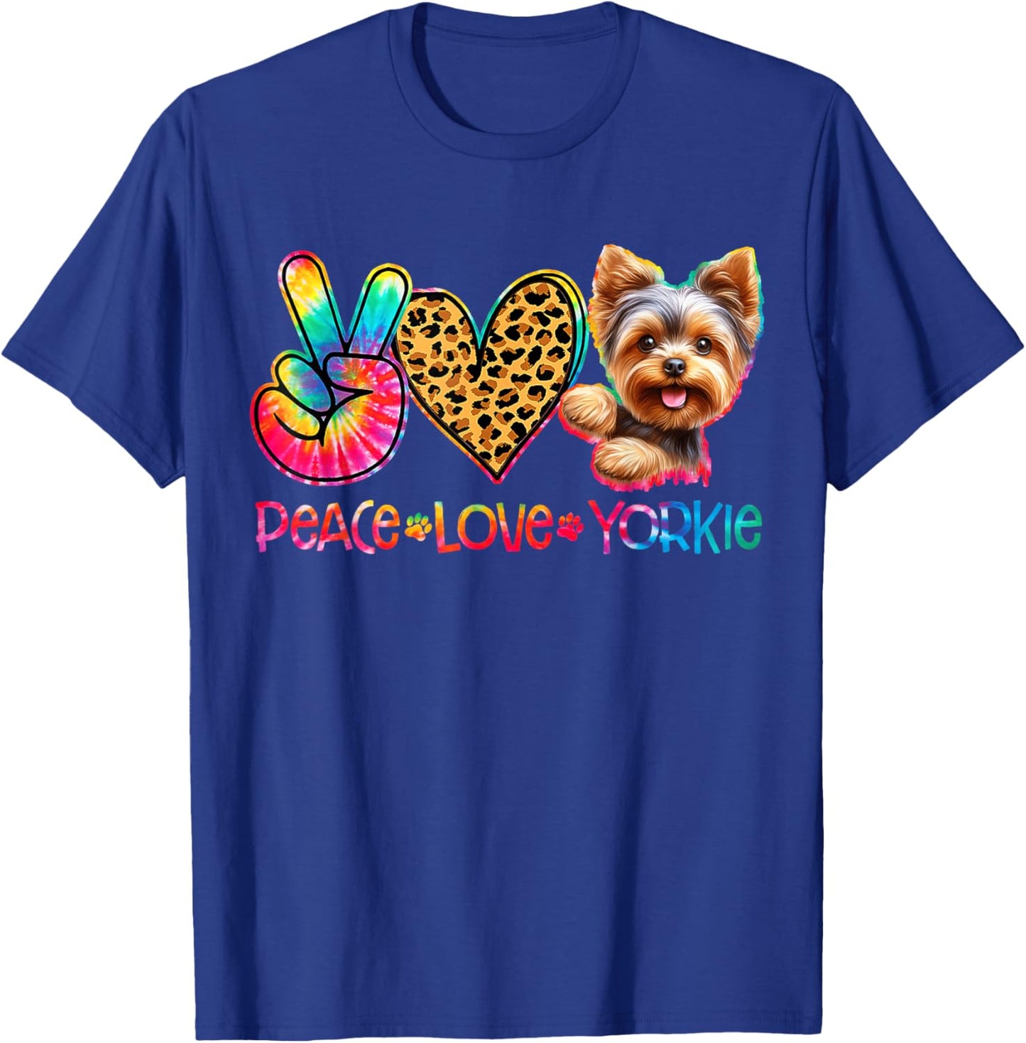 Peace Love Yorkie Tie Dye Dog Lover T-Shirt - T-Shirt | Royal