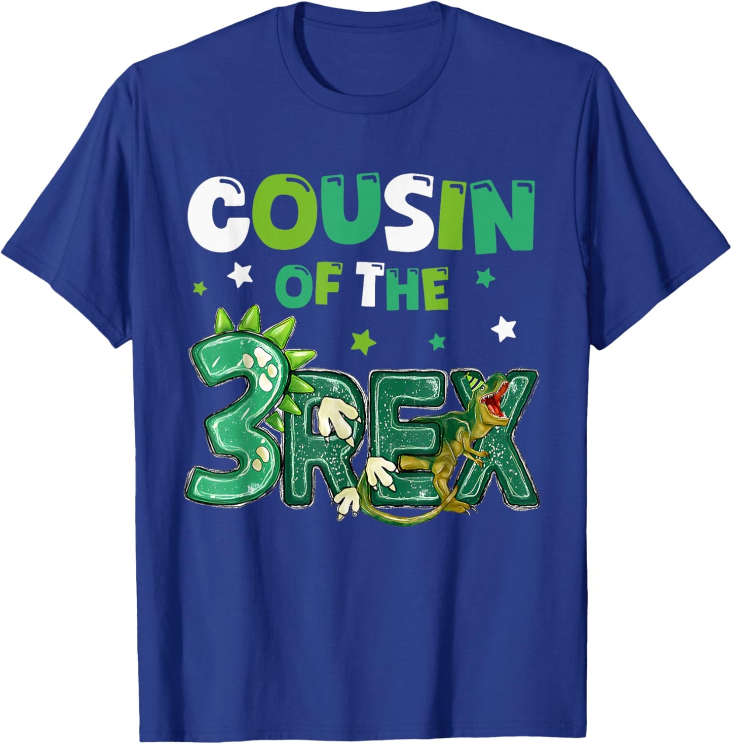 Cousin of the Three Rex Birthday Dinosaur Family Matching T-Shirt - T-Shirt | Royal