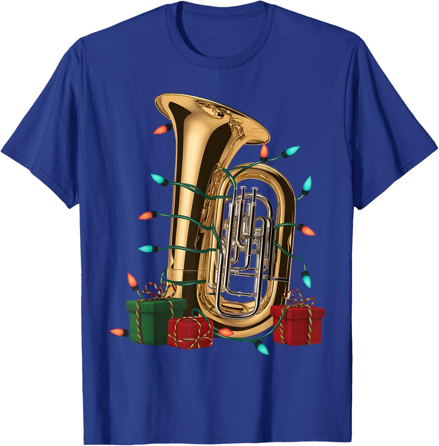 Tuba Music Lover Xmas Lighting Santa Musical Tuba Christmas T-Shirt - T-Shirt | Royal