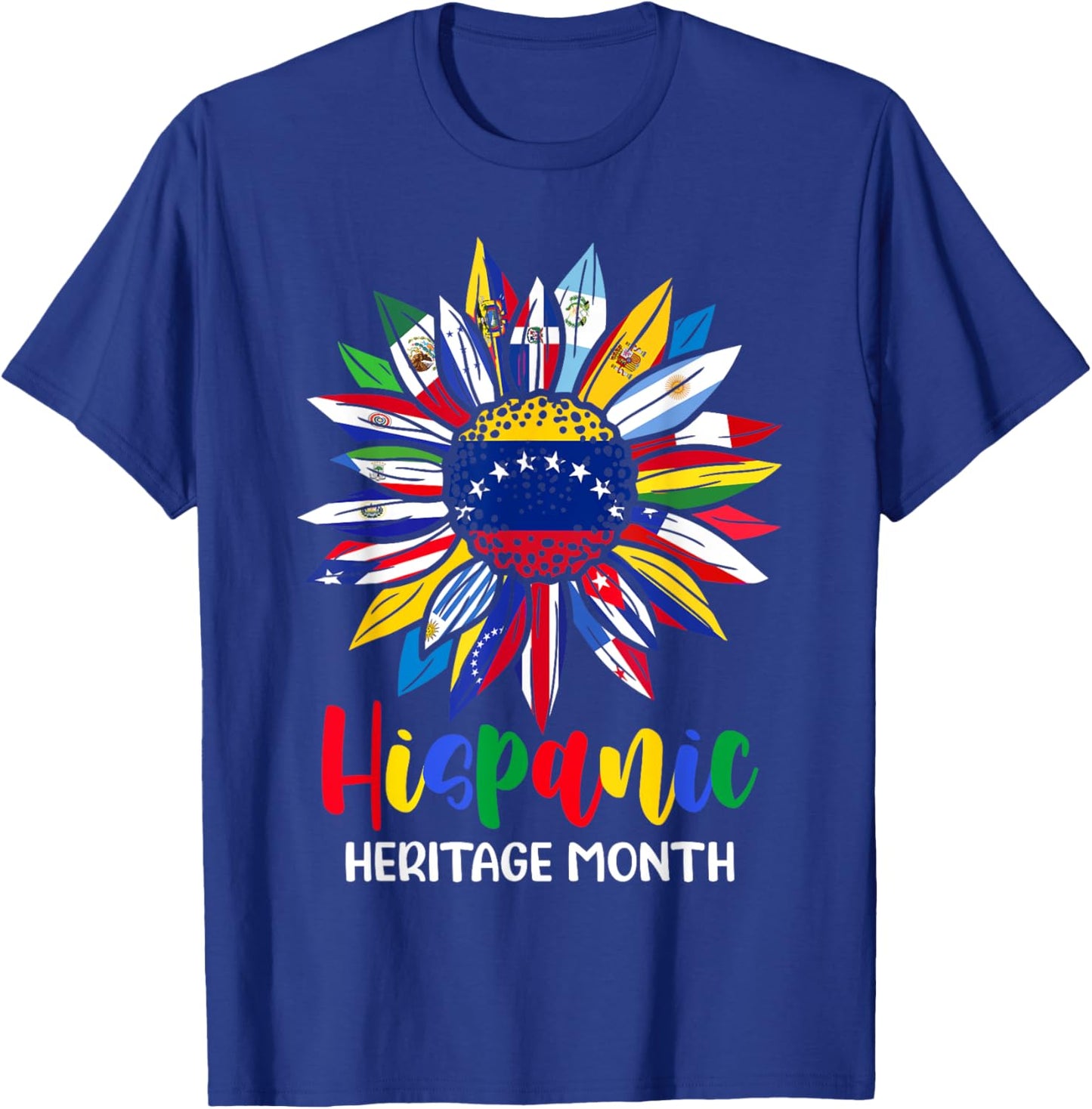 Hispanic Heritage Month Venezuela Flag Sunflower Latino Flag T-Shirt - T-Shirt | Royal