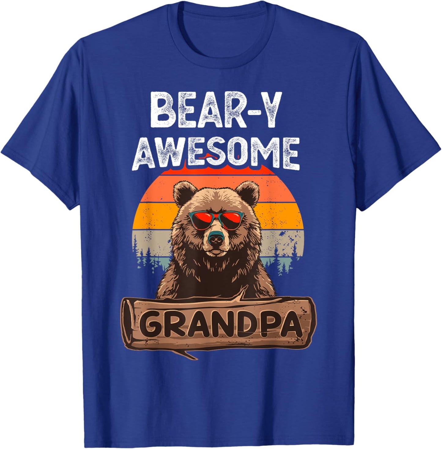 Bear-y Awesome Grandpa Funny Saying Bear Vintage Grandfather T-Shirt - T-Shirt | Royal