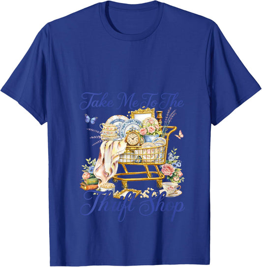 Women's Take Me to The Thrift Shop Vintage Thrifting Retro Shopping V-Neck T-Shirt - T-Shirt | Royal