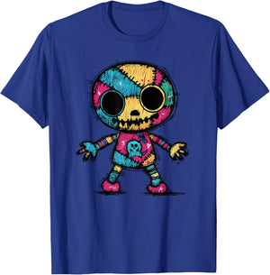 Colorful Skull Patchwork Skeleton Art T-Shirt - T-Shirt | Royal