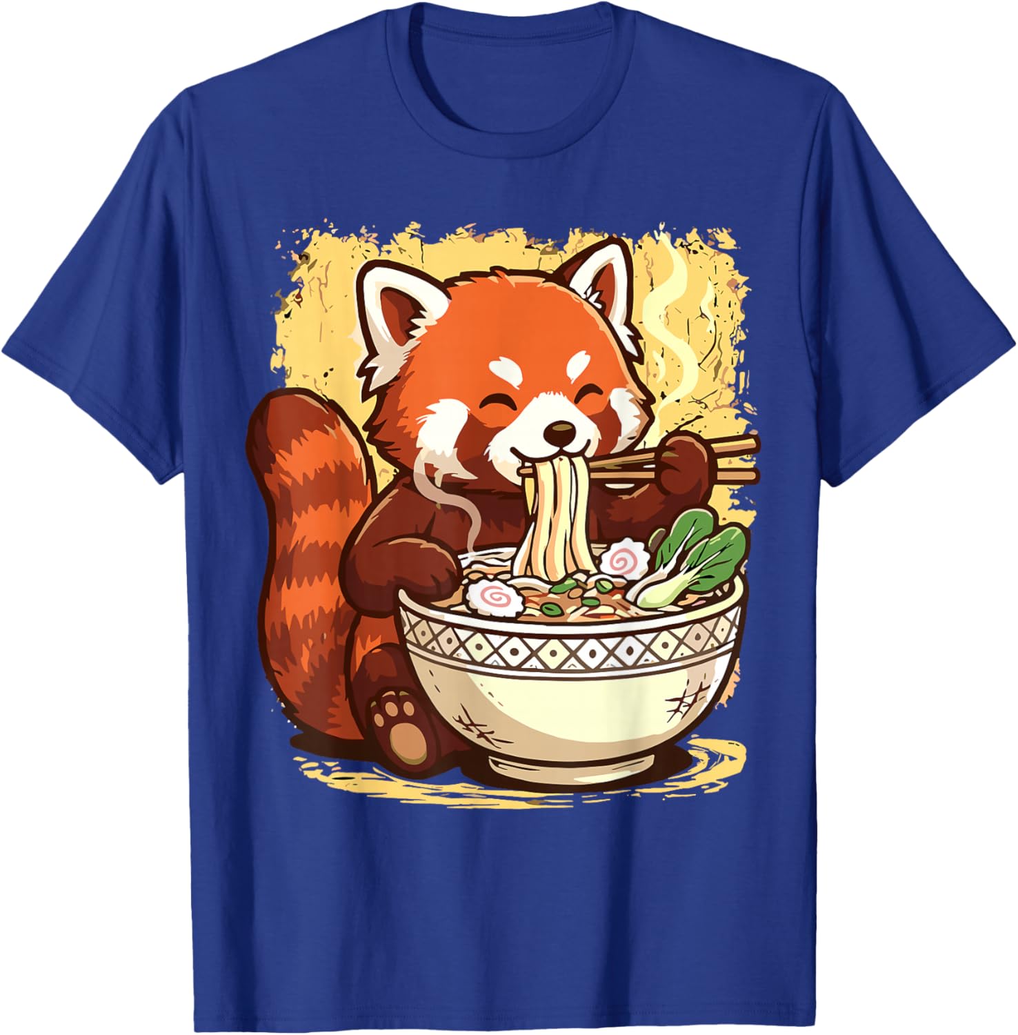 Red Panda Eating Japanese Ramen Noodles T-Shirt - T-Shirt | Royal