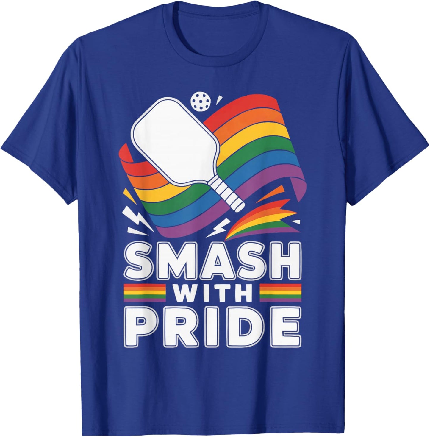 Lesbian Gay Pickleball Player Paddle Rainbow Flag LGBTQ T-Shirt - T-Shirt | Royal
